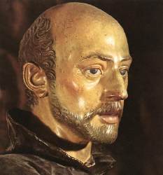 Ignatius v. Loyola: Skulptur nach der Totenmaske, von Juan Martínez Montáñez (1568-1649)